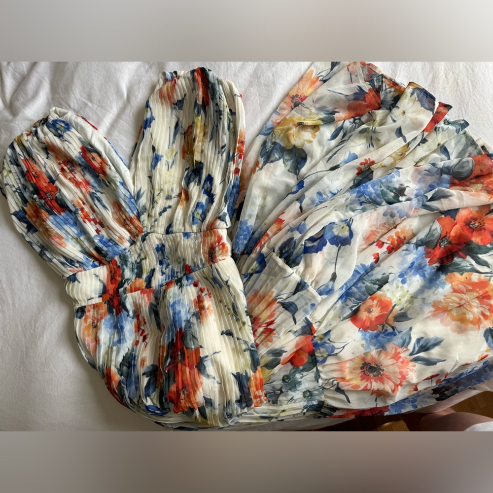 Express plisse, floral tiered, maxi dress